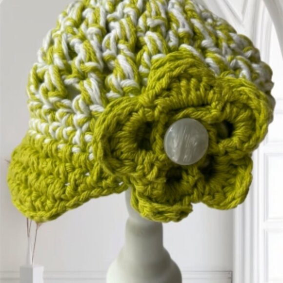 Handmade Crocheted Baby Infant Summer Newsboy Cap, Hat Size 6-12 M - See Chart - Picture 4 of 6